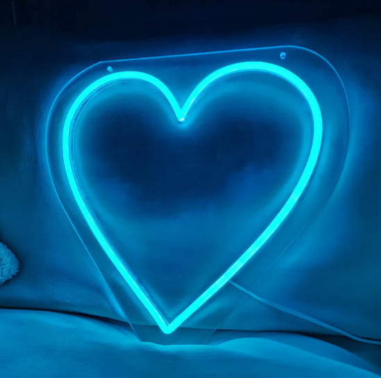 Blaues Herz Leuchtschild